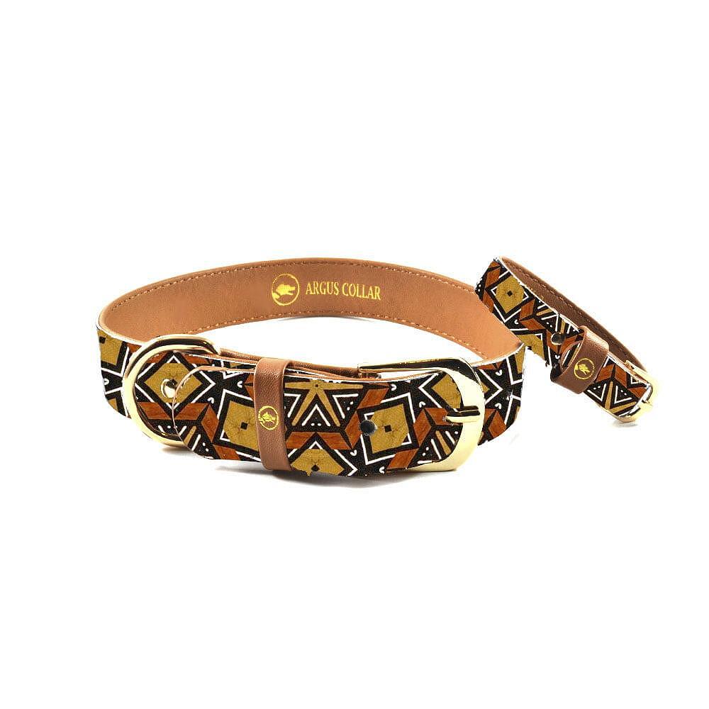 ARGUS collar and friendship bracelet set in stylish Bogolan design, awarded best dog collar 2020.