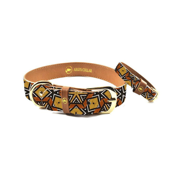 ARGUS collar and friendship bracelet set in stylish Bogolan design, awarded best dog collar 2020.