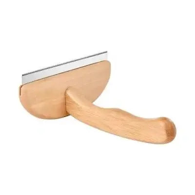 ARTERO FLOKI dog grooming rake, bamboo handle and micro-toothed blade for effective detangling and undercoat removal.