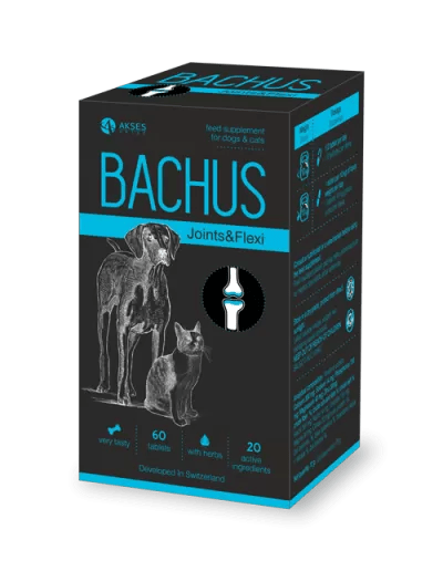 BACHUS Joints & Flexi supplement for dogs and cats, 60 tablets for joint health and flexibility.