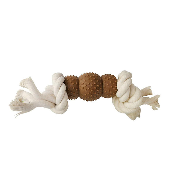 Бамбукова играчка Карамел за кученца, дъвчаща с карамелен дизайн и конците от плат.