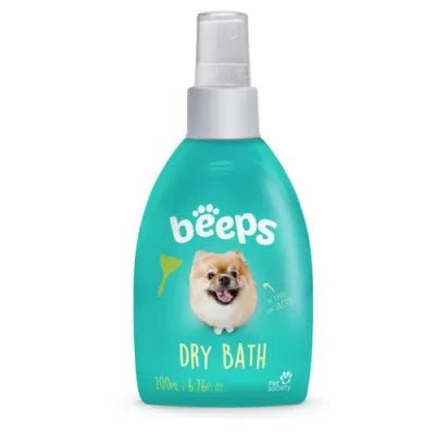 BEEPS Dry Bath 200ml, dry shampoo spray for dogs and cats, easy waterless cleaning solution.