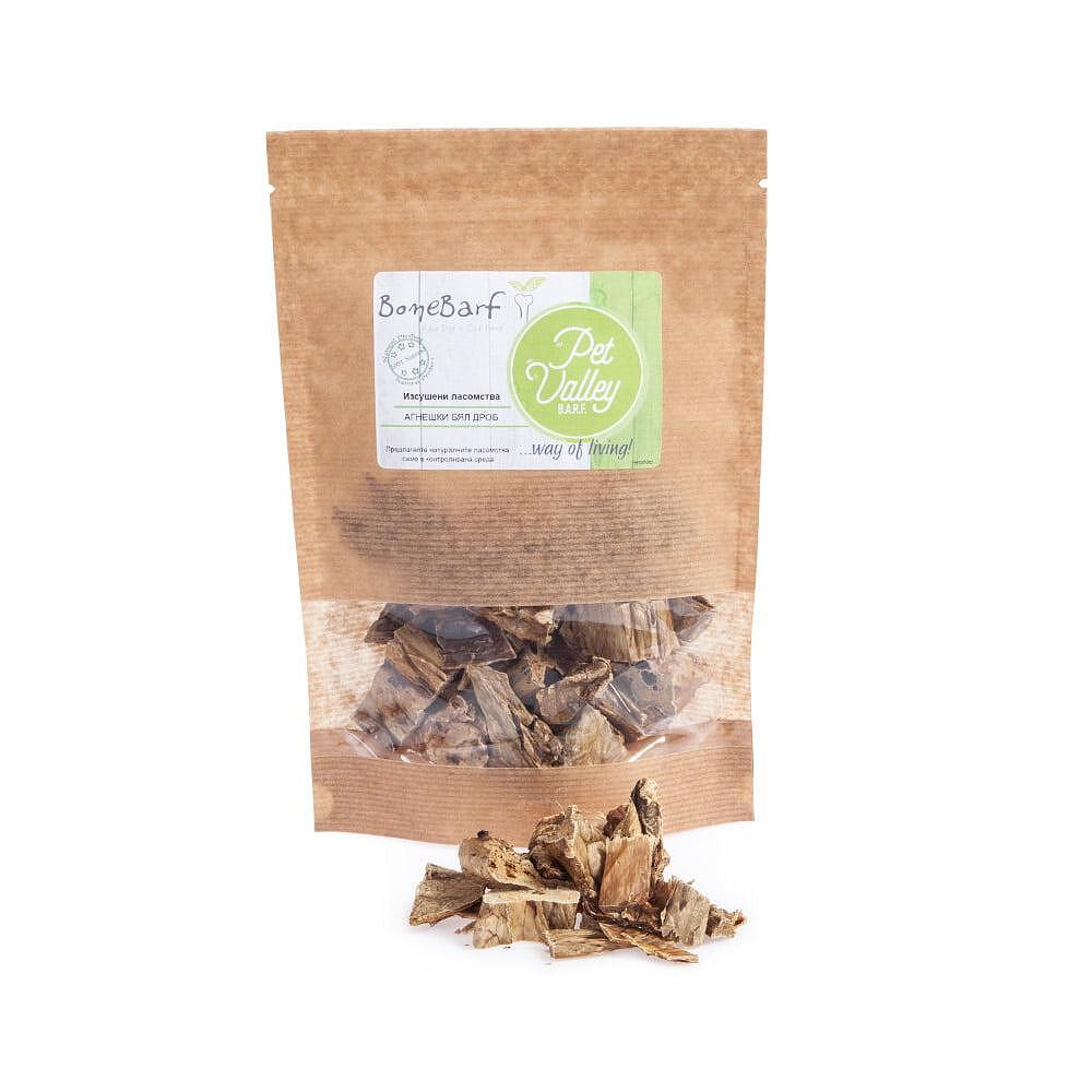 BoneBarf агнешки бял дроб лакомство в опаковка за кучета, 100% агнешко, без добавки и глутен.