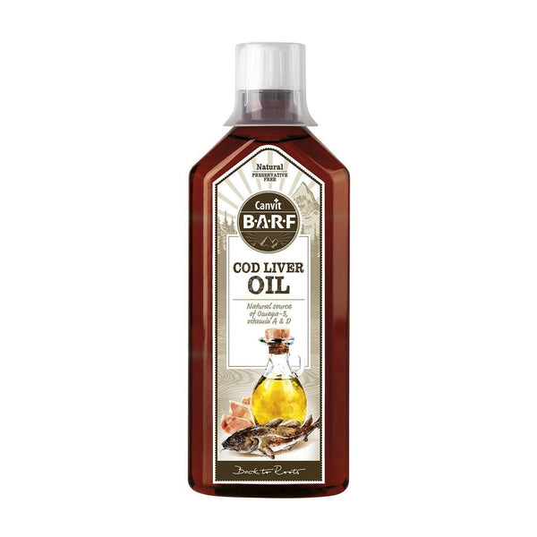 CANVIT Cod Liver Oil 500ml, rich in omega-3 fatty acids, vitamins A and D, for health and wellness.