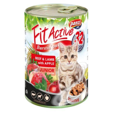 FitActive Говеждо, агнешко и ябълка JUNIOR 415g – Пълноценна мокра храна за котенца