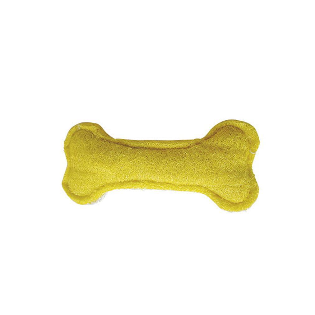 Луфа дентална играчка Кокал, жълта, безопасна и смилаема, идеална за кученца и малки породи.