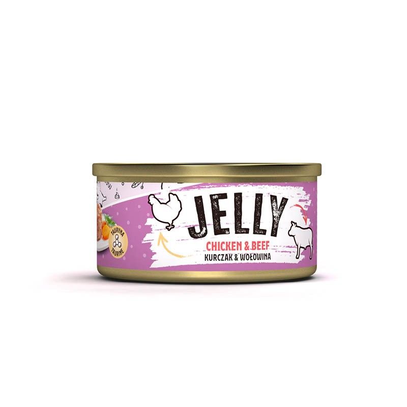 Mr. Bandit jelly can featuring chicken and beef flavor for cats, 80g, ideal for daily diet and hydration.