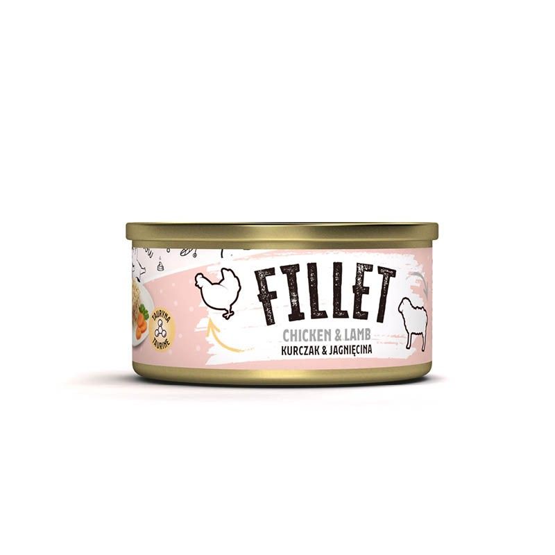 Mr. Bandit Fillet can featuring chicken and lamb for cats, promoting hydration and tasty nutrition.