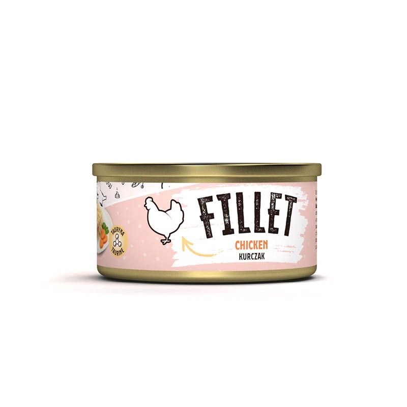 Mr. Bandit chicken fillet can for cats, featuring tasty chicken in jelly, 80g pack ideal for feline nutrition.