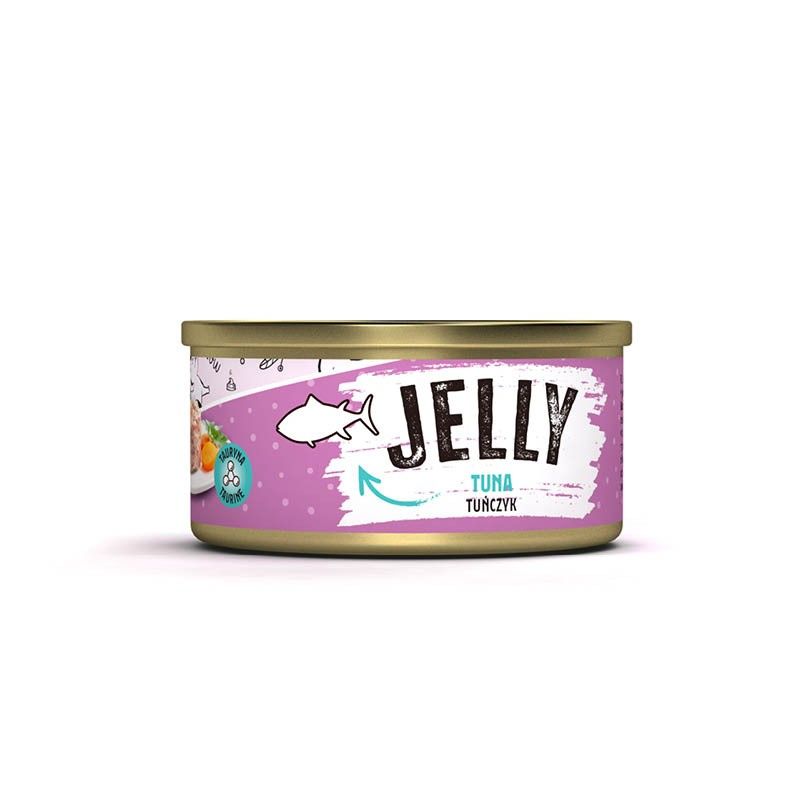 Mr. Bandit Tuna Jelly Mix can for cats, featuring tasty tuna jelly in a vibrant purple design.