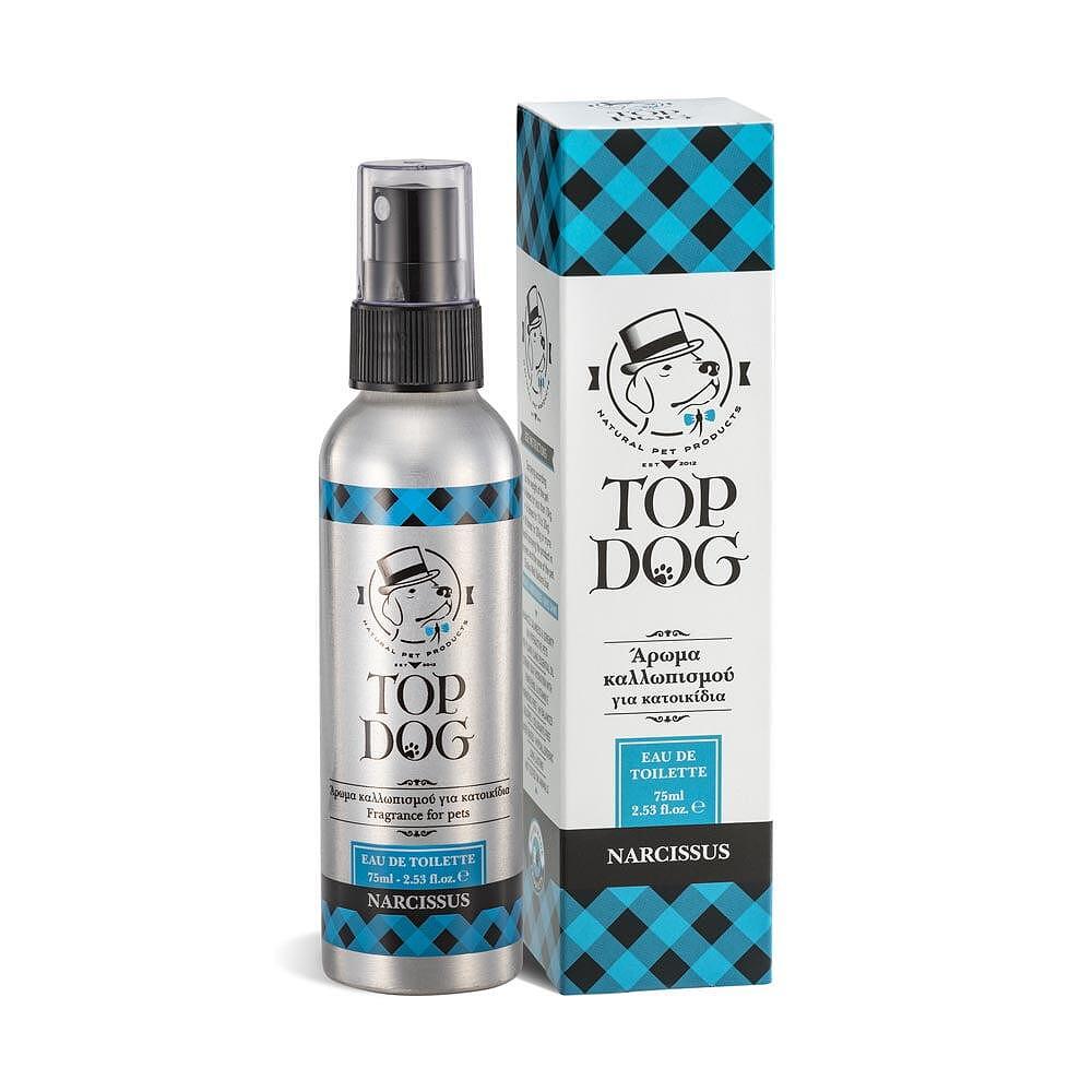 Парфюм за домашни любимци Top Dog Narcissus, 75 ml, с дълготраен аромат на нощни цветя и хидратиращи съставки.