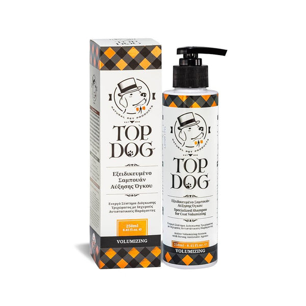 Шампоан TOP DOG VOLUMIZING 250 ml за увеличаване на обема на козината с активно алое и растежни фактори.
